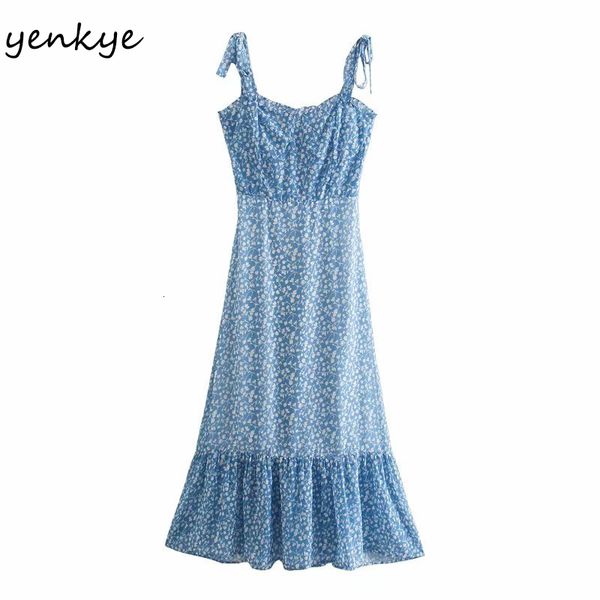 

2021 new blue floral print chiffon women sleeveless a-line summer long female prairie chic robe g5jq, Black;gray