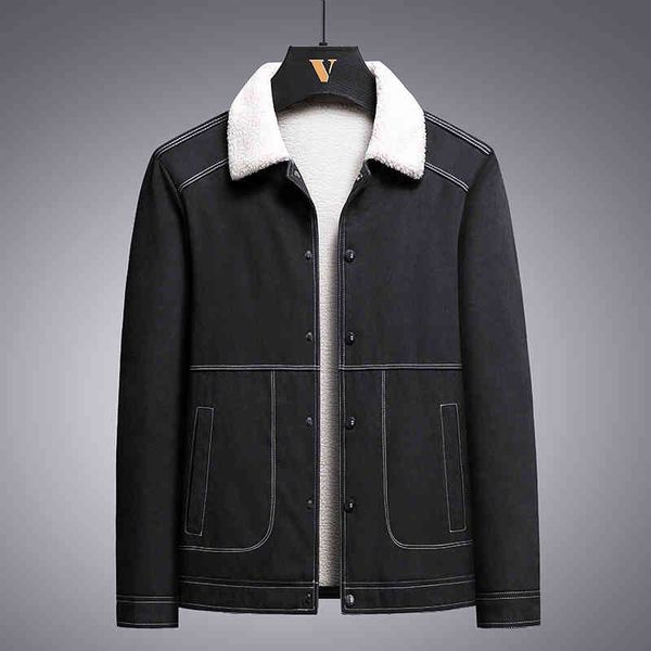 

2021 men's jacket boys' jacket autumn winter plush korean fashion wear youth casual clothes, Black;brown