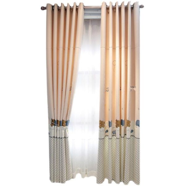

curtain & drapes customized cute little bear cartoon pink children's room bedroom girl princess bay window shading customization