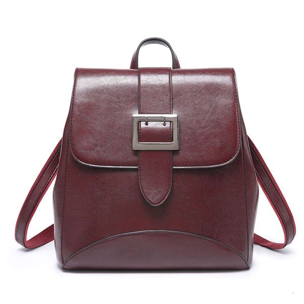 

2021 oil wax leather women's backpack multi-functional fashion trend bag single shoulder student backpack