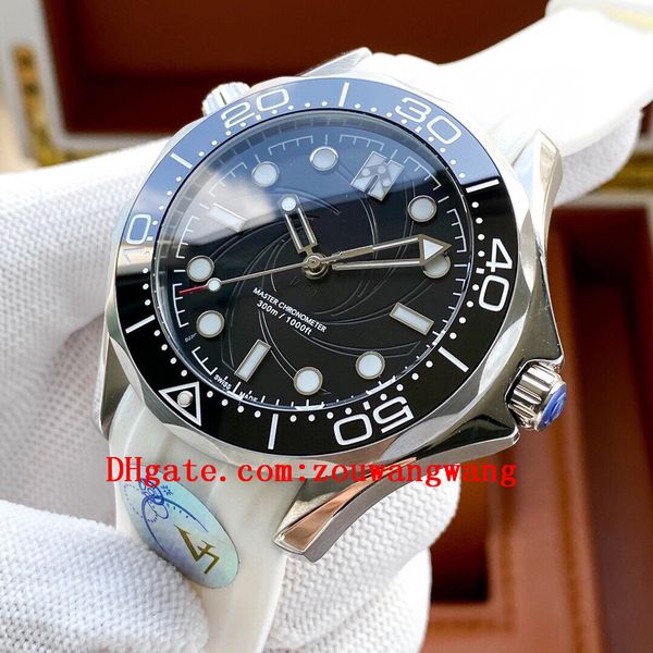 

2021 sea ceramic bezel business watches aqua 007 terra men sport wristwatches james bond boss master mens watch d1082, Slivery;black