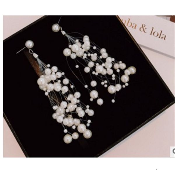 

2 pairs/lots celebrities wonderful fashion low price diamond crystal pearl tassels lady's earings 9b, Silver