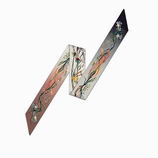 

new design flower print long silk scarf women luxury silk scarves hair neck skinny bag tie scarf wrist towel foulard femme hijab, Blue;gray