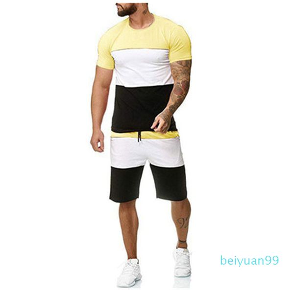 

2021 two piece set male short sleeved outdoor sports short set for men fitness sets suit men outdoor casual colorblock summer sets, Gray