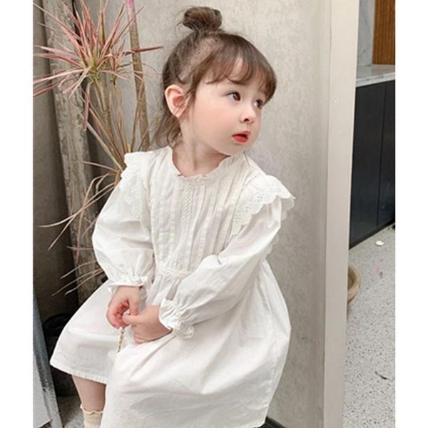 

girl's dresses baby girls white cotton dress 2021 long sleeve children's one piece cute kids casual frock toddler girl clothes rob, Red;yellow