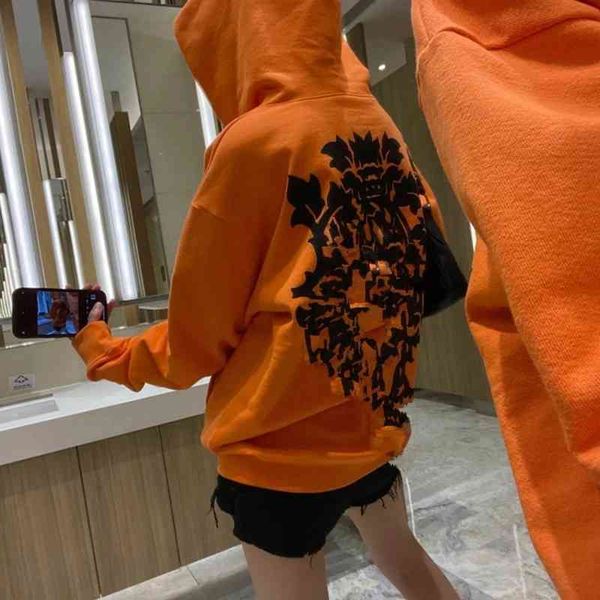 

men's hoodies & sweatshirts design chrome me hoodie big sword print orange hearts jacket men and women hip hopgy7p, Black