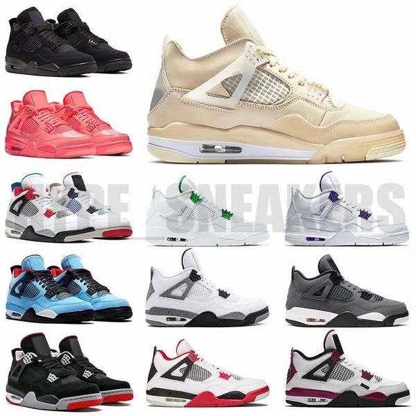 

basketball shoes sail 4 mens womens sneakers neon jumpman 4s cactus jack bred black cat metallic punch women trainers with tag gift