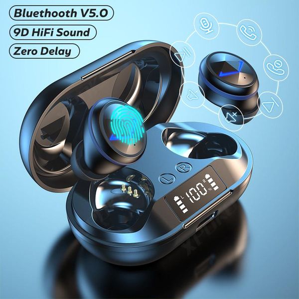 

headphones & earphones tws bluetooth v5.0 wireless 9d hifi earphone sports waterproof headsets with 2000mah charging box