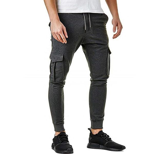 

roek 2021 men herfst winter casual straight solid multi-pocket running sport training recreation, Black