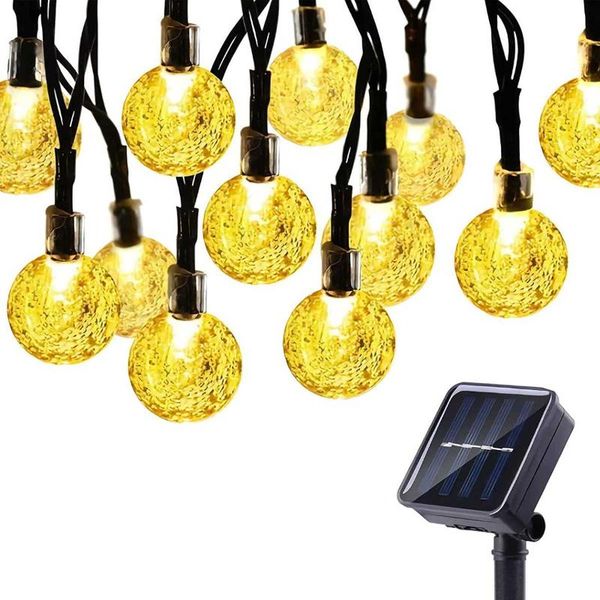 

solar lamps 8 modes light crystal ball led string lights fairy garlands for christmas party outdoor decoration 5m/12m/22m