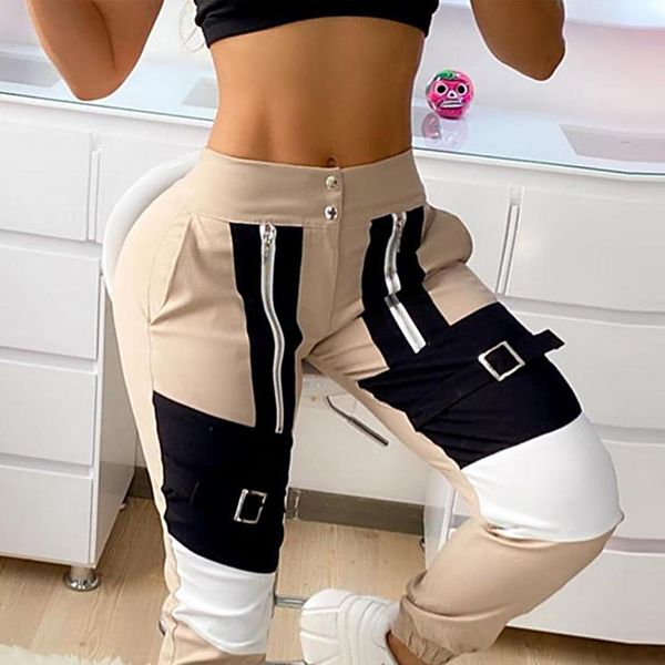 

harajuku women pants trousers color block casual ankle tied sweatpants women casual cargo pants long trousers femme pantalon, Gray