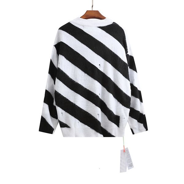 

off style white black and striped lesbian mohair sweater