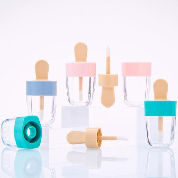 

8ml empty lip gloss tubes cute ice cream shape containers jars cosmetic transparent lip refillable bottle diy makeup tools