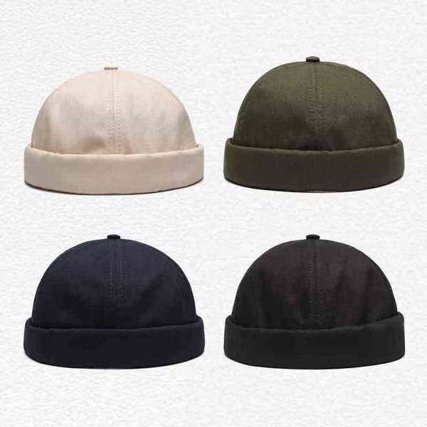 Unisex Docker Docker Sailor Biker Cap Homens Ajustável Ajustável Casual Skull Skull Loop Beanie Beanie Homens Chapéu Verão Gorro Gorro Mulheres Y21111