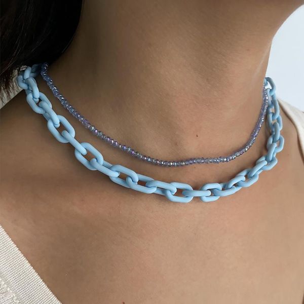 

pendant necklaces 2021 european and american simple fashionable acrylic chain style design necklace female, Silver