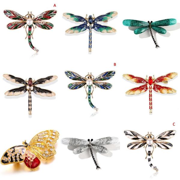 

pins, brooches 1pcs green red black enamel dragonfly insects for women men alloy metal banquet weddings pins gifts, Gray