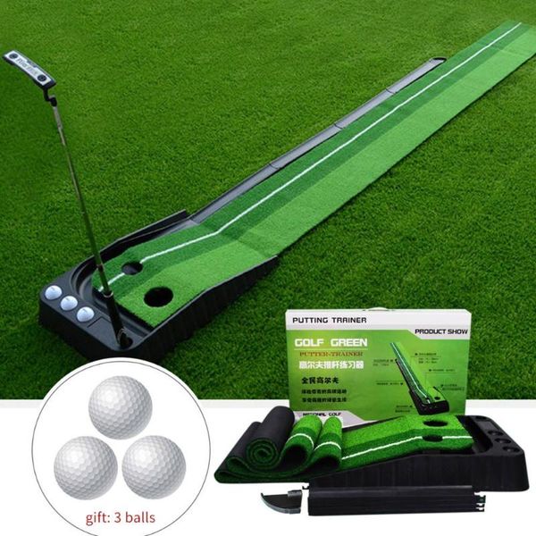 

portable 3m/2.5m indoor golf putting green swing trainer set putter fairway lawn golf training aids office home mat accessories