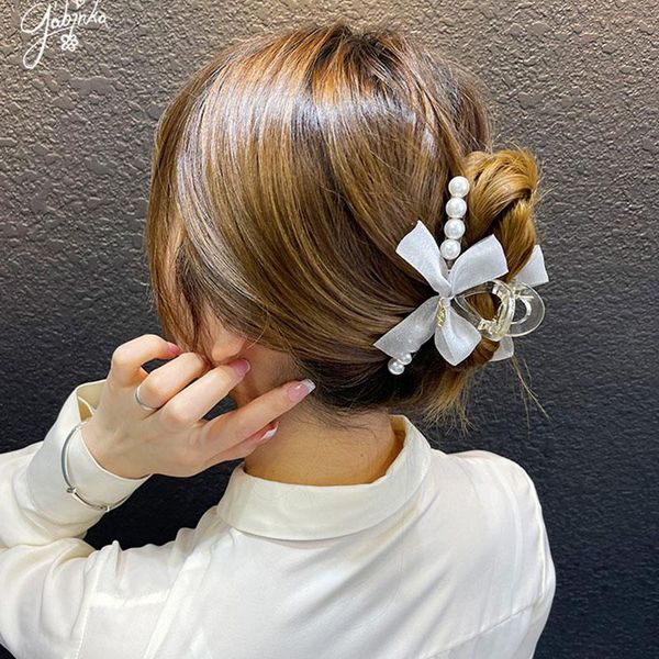 

hair accessories elegant lace ribbon bow clip cute pearl hairpins barrette hairpin for women fashion claw