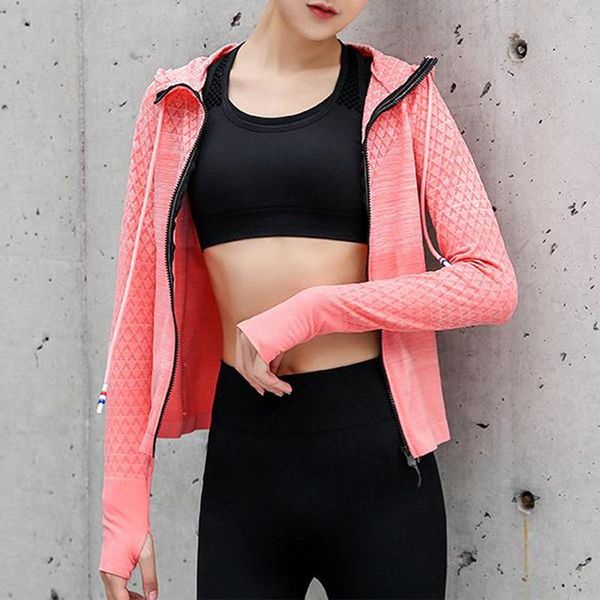 

women yoga set spring and autumn fitness slim zip hooded long sleeve coat comfortable lengthen sleeves yoga set, White;red