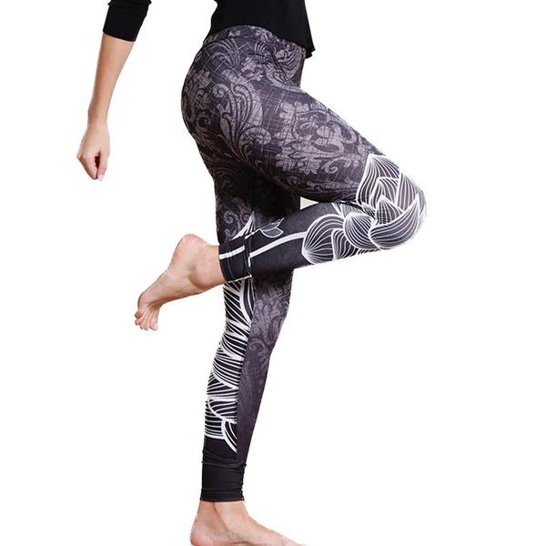 

women's leggings 2021 3d autumn women lotus mandala flower printed leggins black white fitness silm mujer pencil pants gaiters
