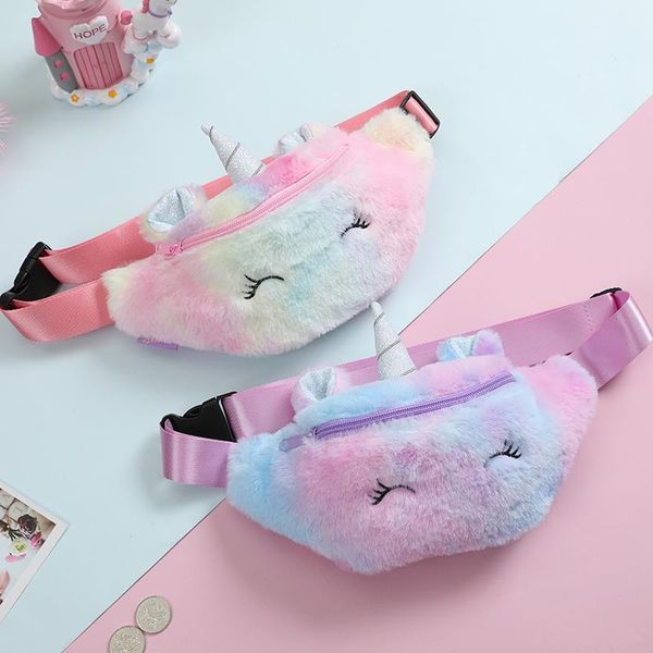 

fanny women plush waist bag unicorn chest bags cute travel belt shoulder bag for teenager girls waist bag