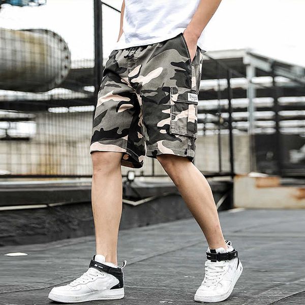 

2021 new summer men's shorts plus size -9xl multi-pocket overalls male camouflage loose sports leisure knee-length pants yypa, White;black