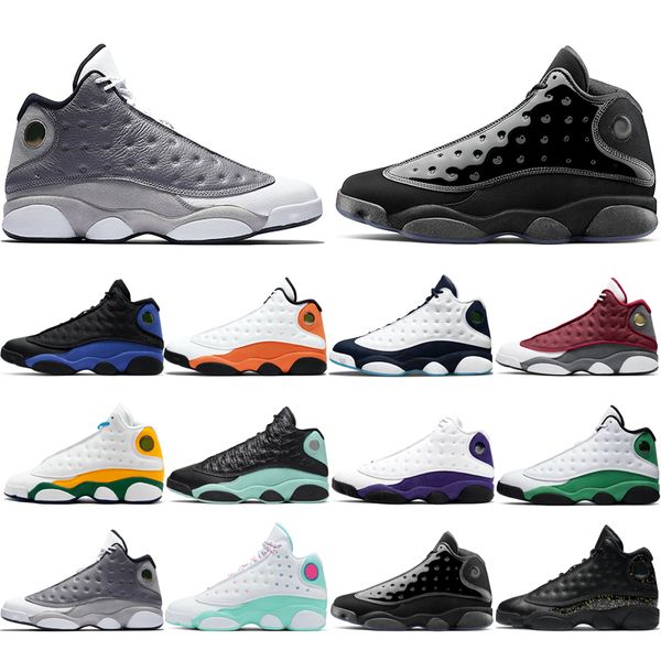 

original 13s basketball shoes grey aurora green black cat bred cap and gown chicago flint gold glitter he got game starfish size 40-46 sneak