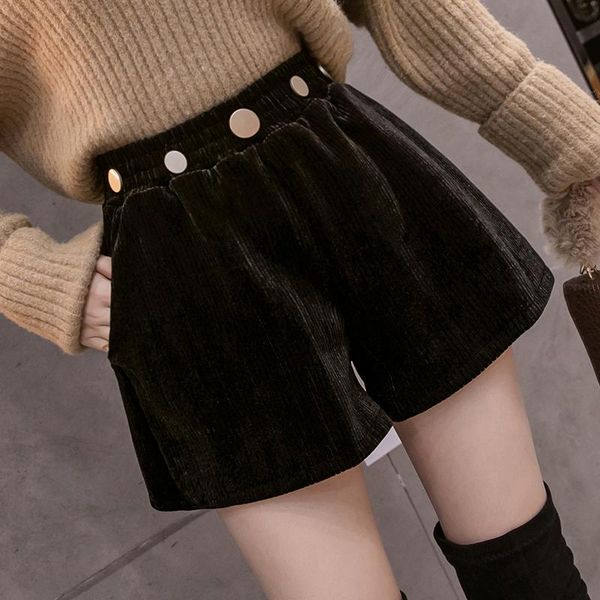 

women's shorts wholesale 2021 autumn winter fashion casual cute women outerwear woman female high waist wide leg button, White;black