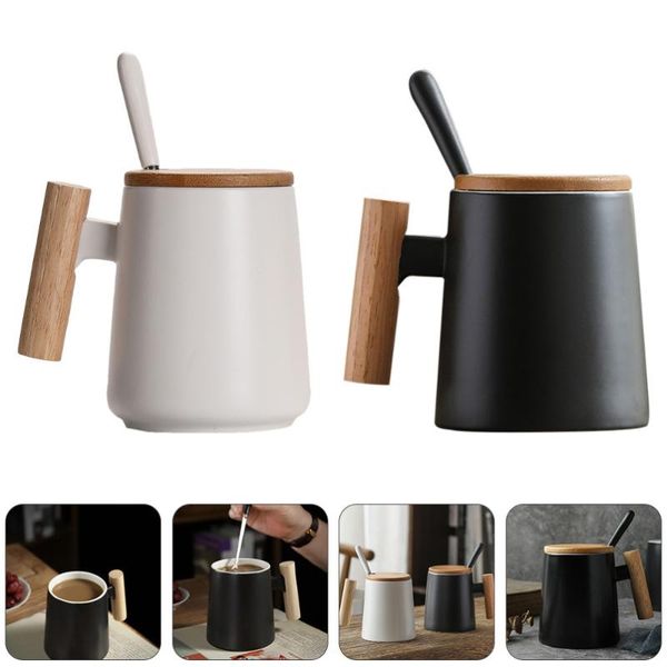 

mugs 2 pcs convenient cups beverage durable coffee with lid and spoon
