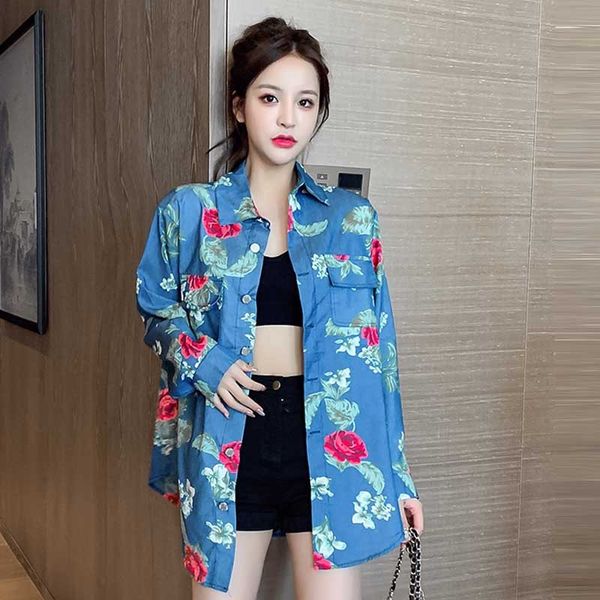 

women's jackets floral print thin coat design new style loose non-mainstream retro long-sleeved nl28, Black;brown