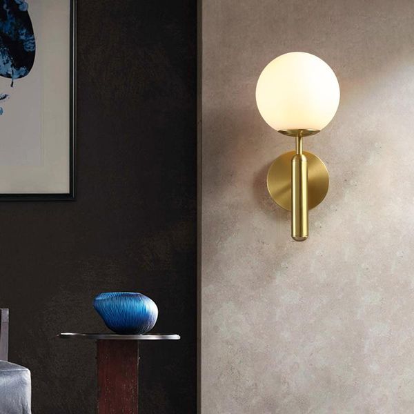 

wall lamp all copper nordic ins retro living room background simple american wild aisle bedside