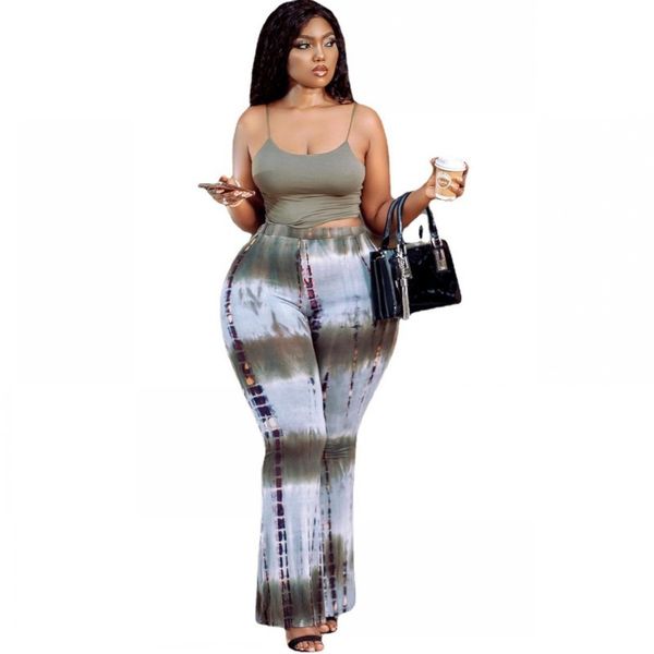 

female casual set t tank crop and flare pants outfits suit summer new lounge style two sets 5xl plus size cgle, Gray