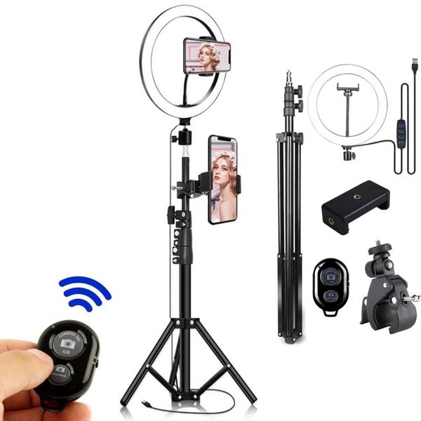 

flash heads ring lamp big for phone action camera youtube video shooting led light selfie stand lighting po kit 2m tripod