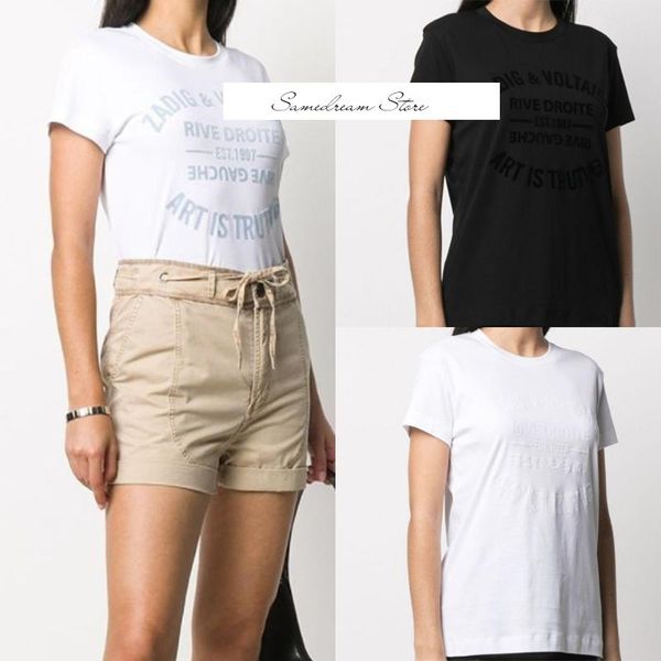 

women's t-shirt classic letter print women simple wild fashion casual lady cotton tee, White