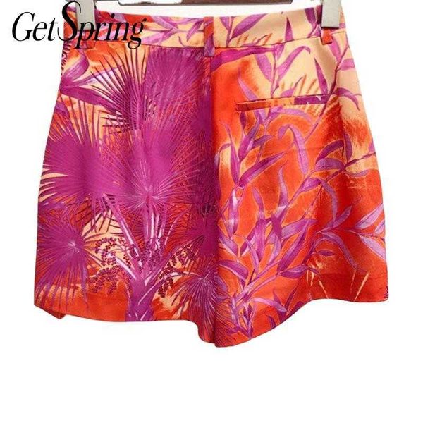 

getspring women shorts printed high waisted fashion red summer all match print ladies short arrival 210601, White;black