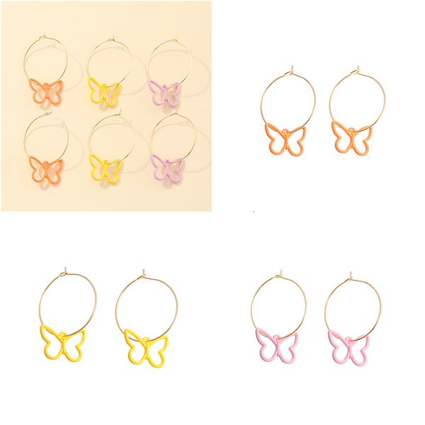 

ez2907 jewelry new temperament color butterfly little fresh girl earrings, Silver