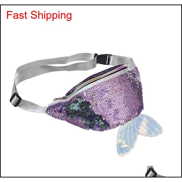 

wh 4 styles mermaid tail waist bag fish tail shaped belt waist pack glitter beach fashion kids lady pack coin ph qylmed beauty888, Silver