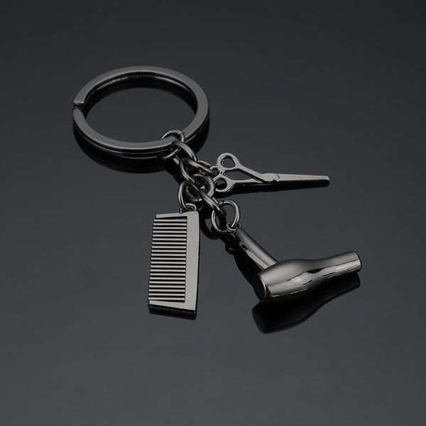 

20pcs/lot scissors keychain cute key ring for women comb hairdryer key chain key holder creative portachiavi llaveros bag charm, Slivery;golden