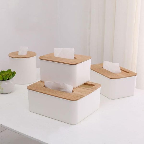 

tissue boxes & napkins home wooden plastic box solid wood napkin case bamboo cover roll paper holder office restaurant storage canister
