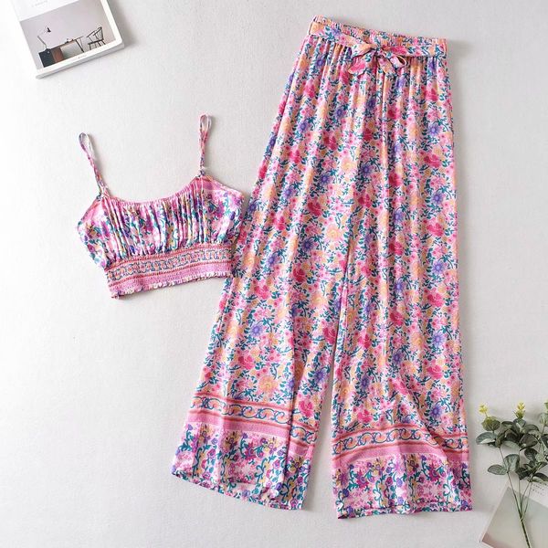 

women's suit will see style of holiday placement upper slings high waist wide pants two pieces together oyyi, White