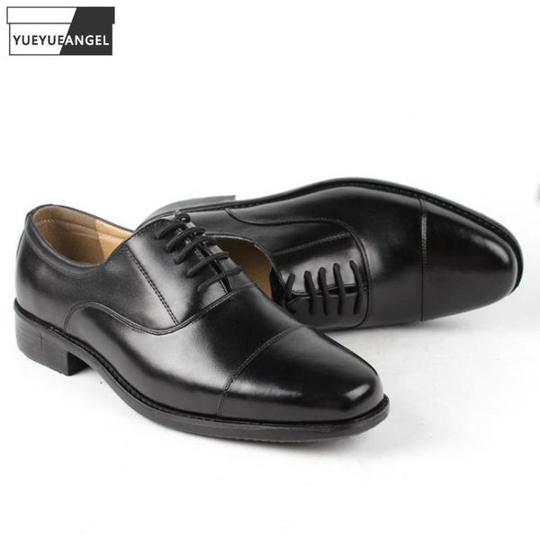 

dress shoes classic mens formal business solid color lace up derby genuine leather male pointed toe wedding, Black