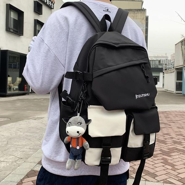 

backpack large capacity students korean nylon waterproof schoolbag teenagers fashion casual multiple pockets travel bag
