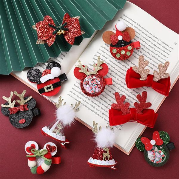 

hair accessories 10pcs/lot cute christmas clip candy mouse head hairpin girl headdress kids fashion party, Slivery;white