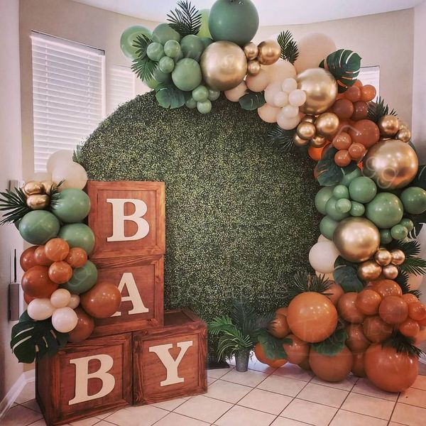 

jungle safari green balloon garland arch kit latex baloon wedding decor happy birthday ballon party plies baby shower globals