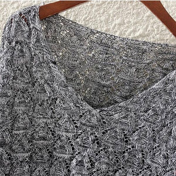 

women's sweaters jaycosin clothes fashion autumn winter hollow out v neck long sleeve knitted sweater solid casual pullover, White;black