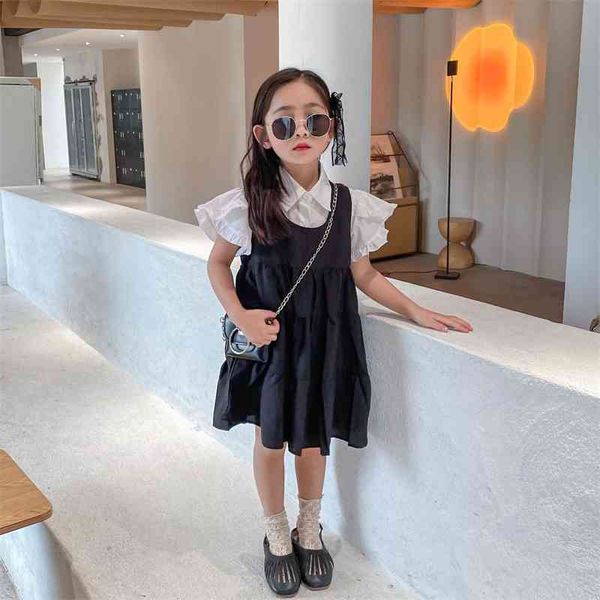 

summer arrival girls fashion 2 pieces suit blouses+dress girl clothes 210528, White