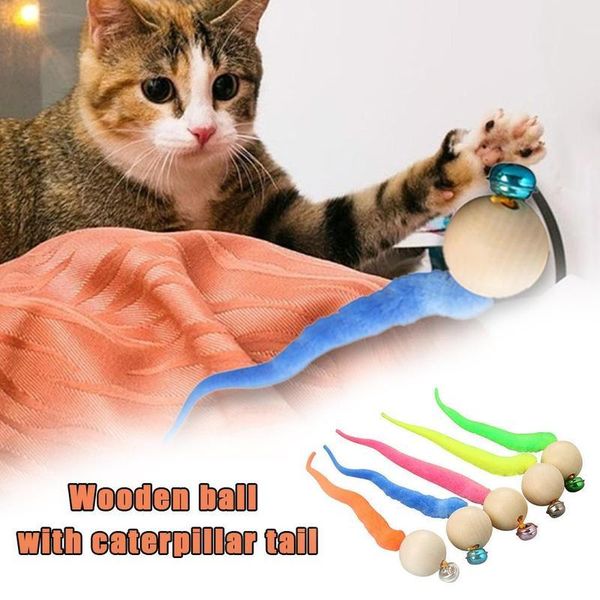 

cat toys 1pcs 2021 est wiggly ping toy - simulation worm with bell for pet