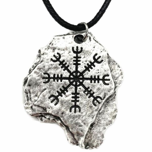 Anhänger Halsketten Viking Aegishjalmr Helm des Ehrfurcht Runen Runes Schutz Amulett Talisman mittelalterlicher Skandinavischer Schmuck Männliche Halskette