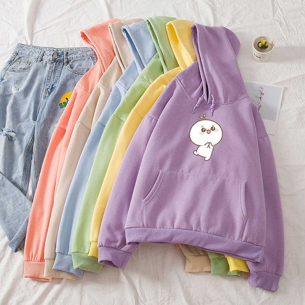 Grunge 90s Aesthetic Hoodie para meninas adolescentes Kpop Sweatshirt Mulheres Algodão Kawaii Hoody Streetwear White Inverno Quente Outerwear Y0820