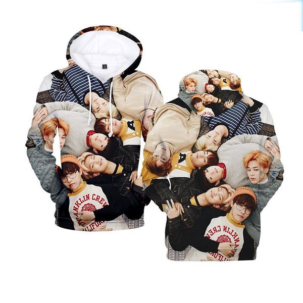 

women's hoodies & sweatshirts harajuku streetwear 3d kpop hoodie pullovers women/men long sleeve hooded kawaii k- clothes plus size, Black
